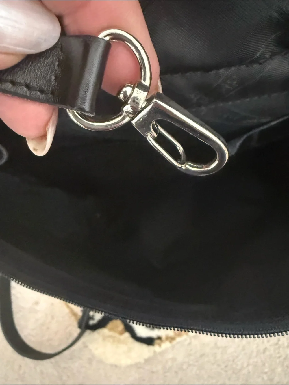 Longchamp  Vintage Black Leather Back Pack EUC